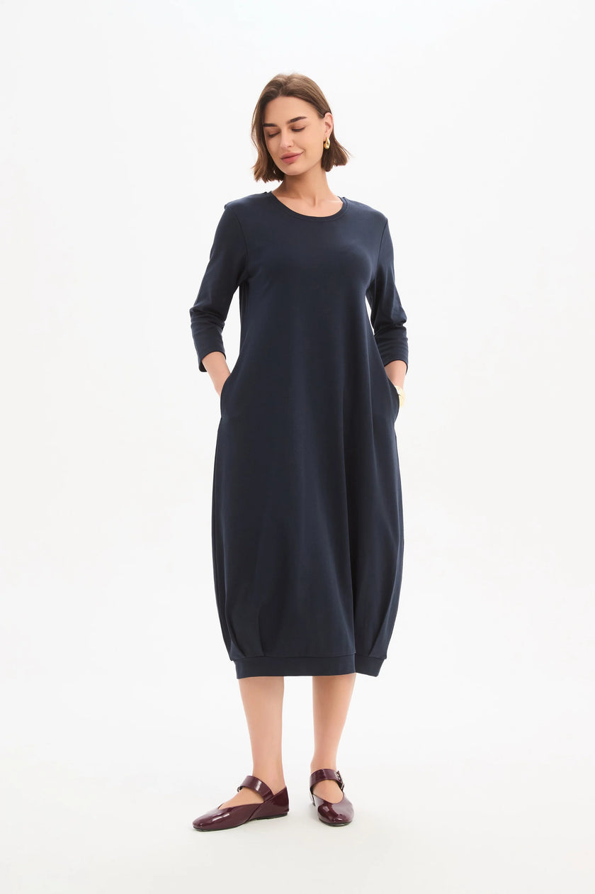 Tirelli Banded Hem Jersey Dress Navy