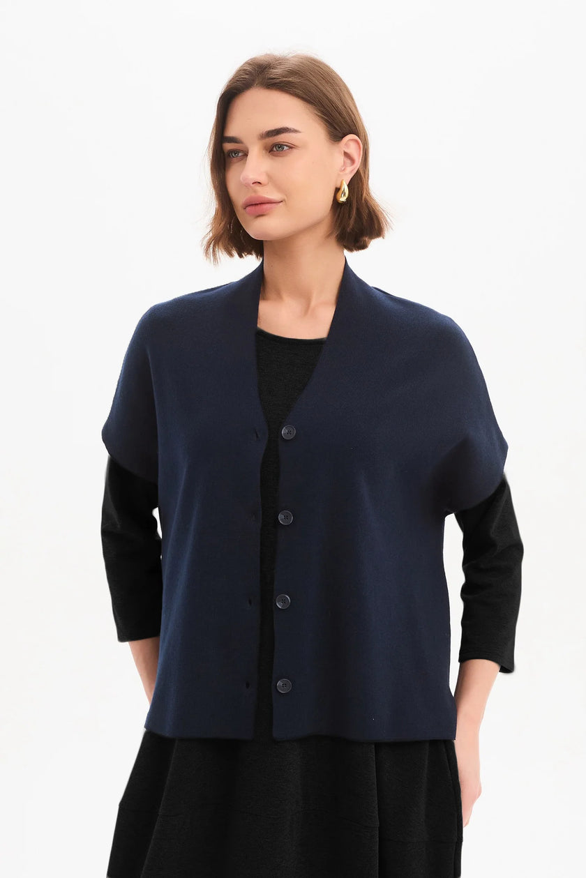 Tirelli Button Up Knit Vest Navy