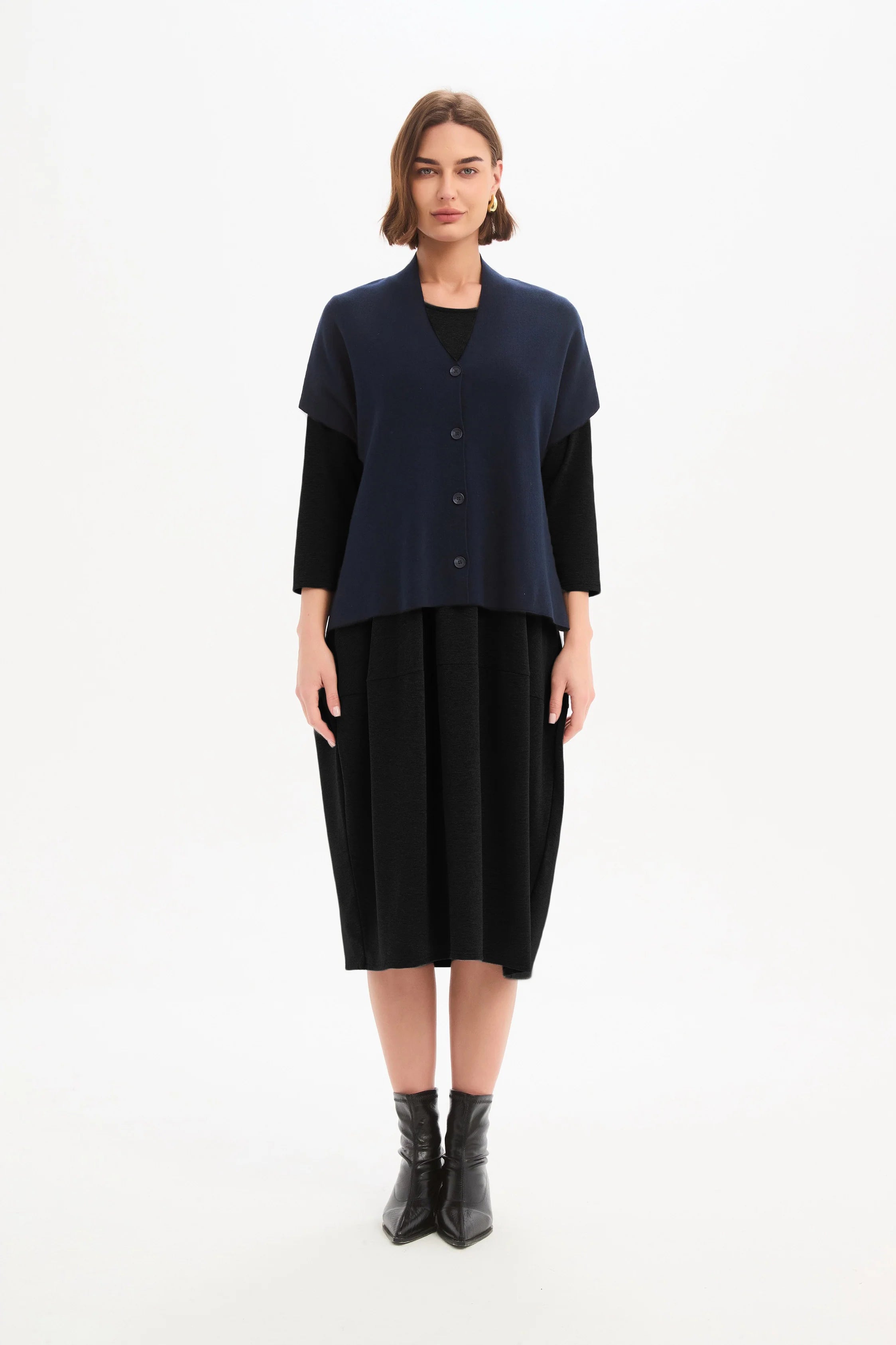Tirelli Button Up Knit Vest Navy