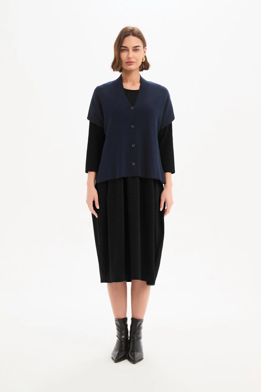 Tirelli Button Up Knit Vest Navy