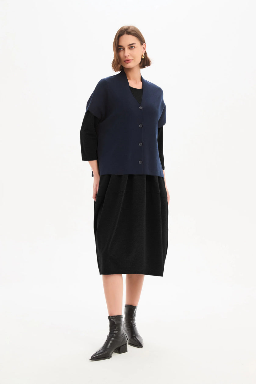 Tirelli Button Up Knit Vest Navy