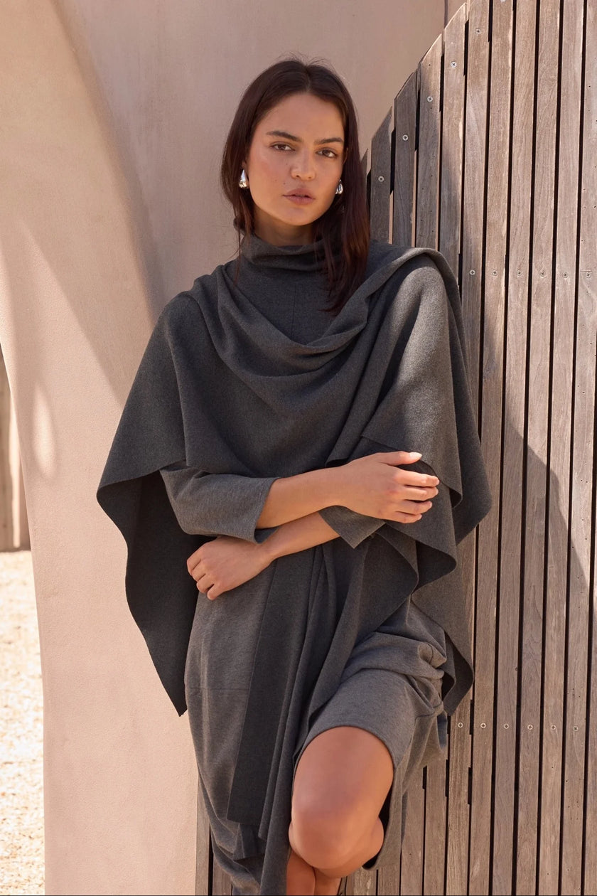 Tirelli Crossover Wrap Knit Charcoal