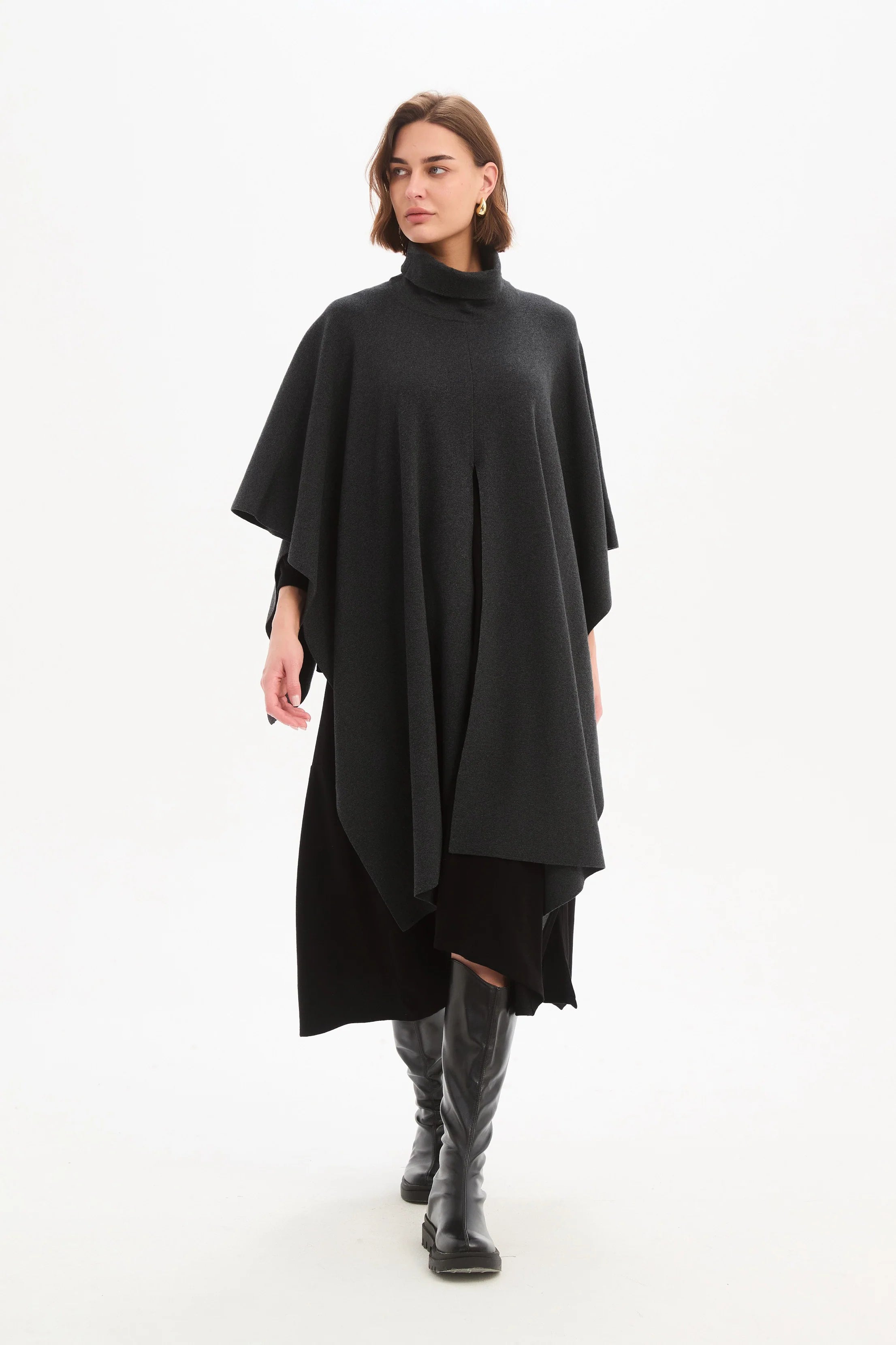 Tirelli Crossover Wrap Knit Charcoal