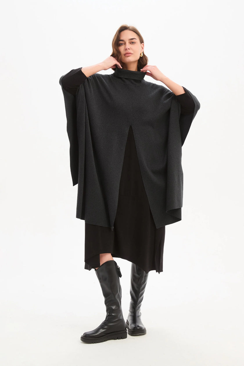 Tirelli Crossover Wrap Knit Charcoal