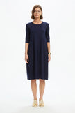 Tirelli Diagonal Seam Summer Dress Deep Navy