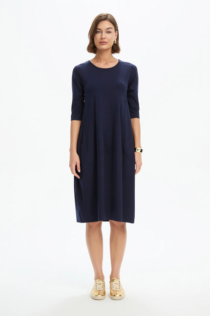 Tirelli Diagonal Seam Summer Dress Deep Navy