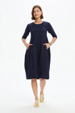 Tirelli Diagonal Seam Summer Dress Deep Navy