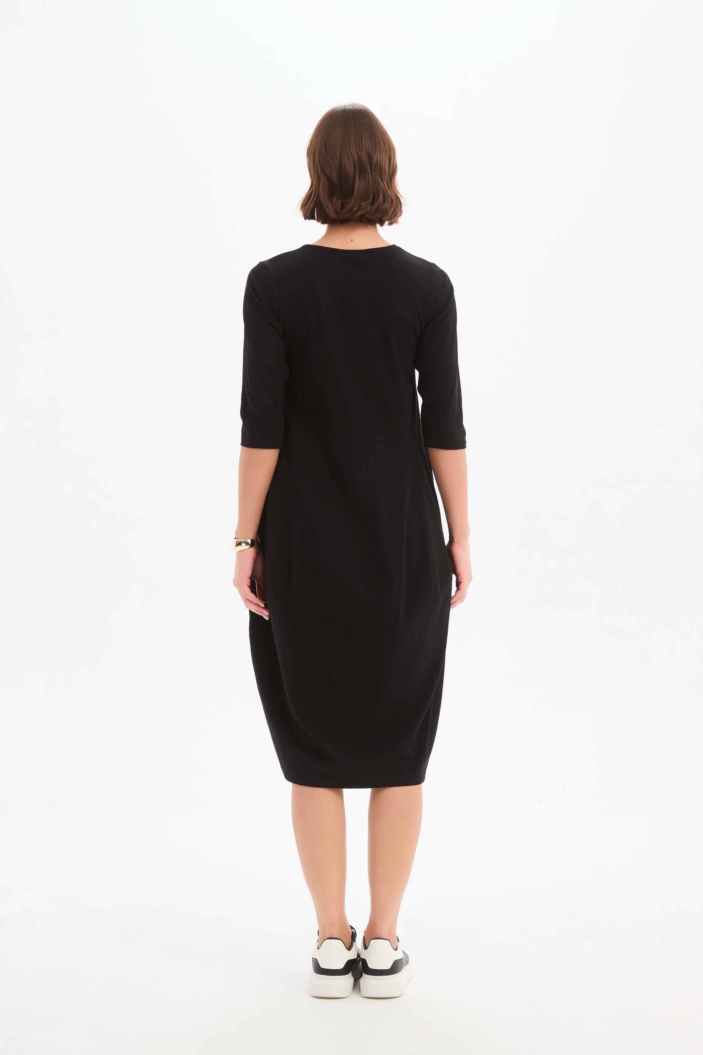 Tirelli Diagonal Seam Winter Dress Black