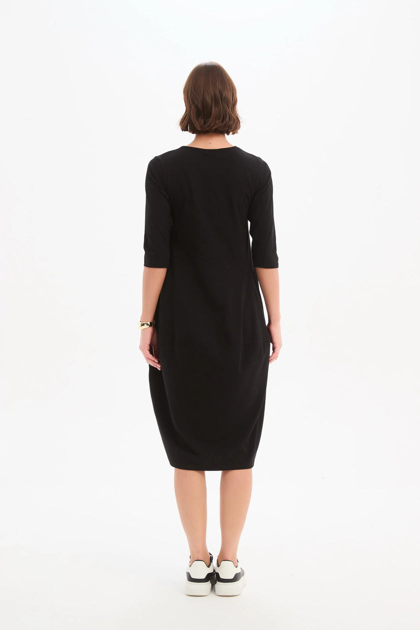 Tirelli Diagonal Seam Winter Dress Black