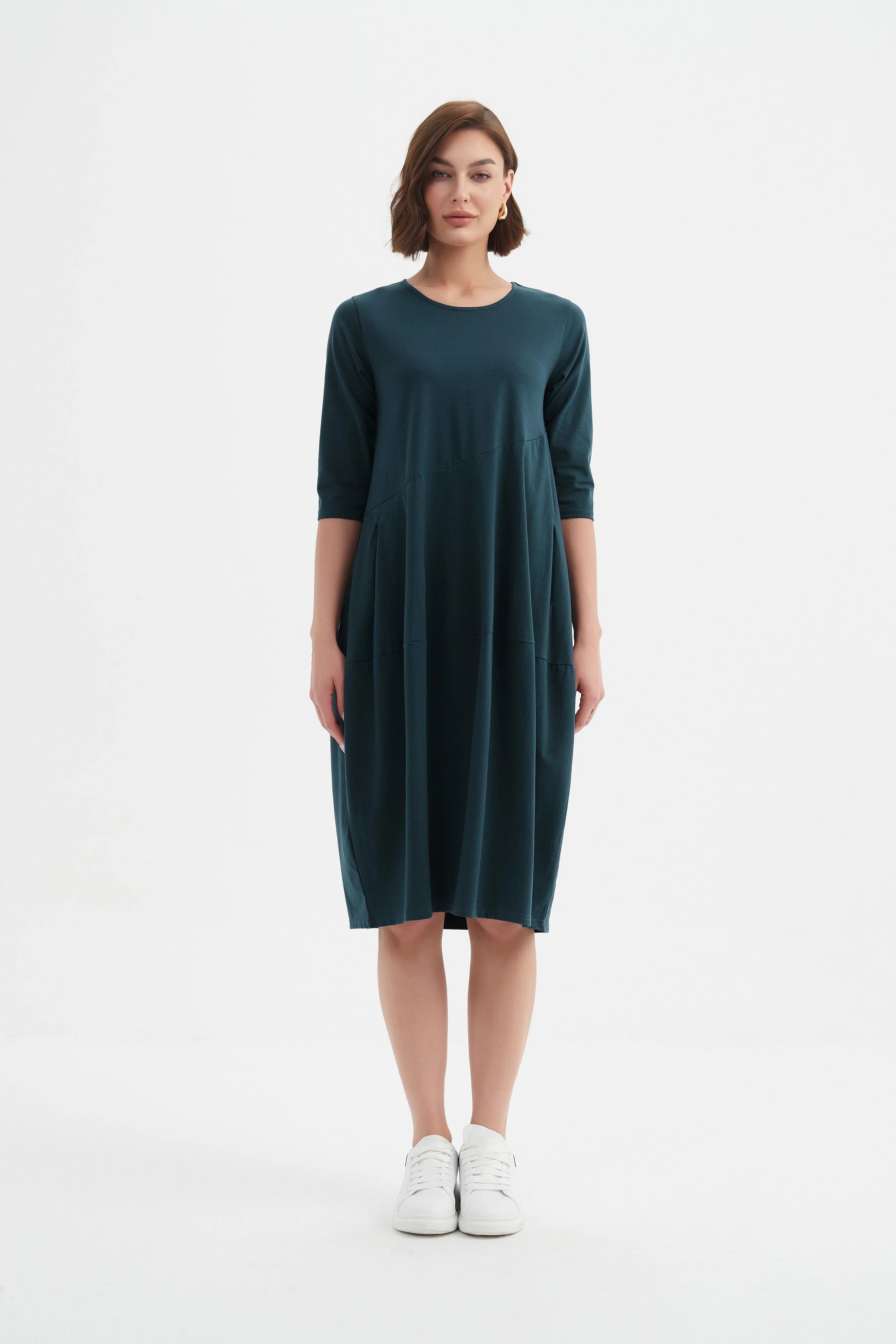 Tirelli Diagonal Seam Winter Dress Deep Ocean
