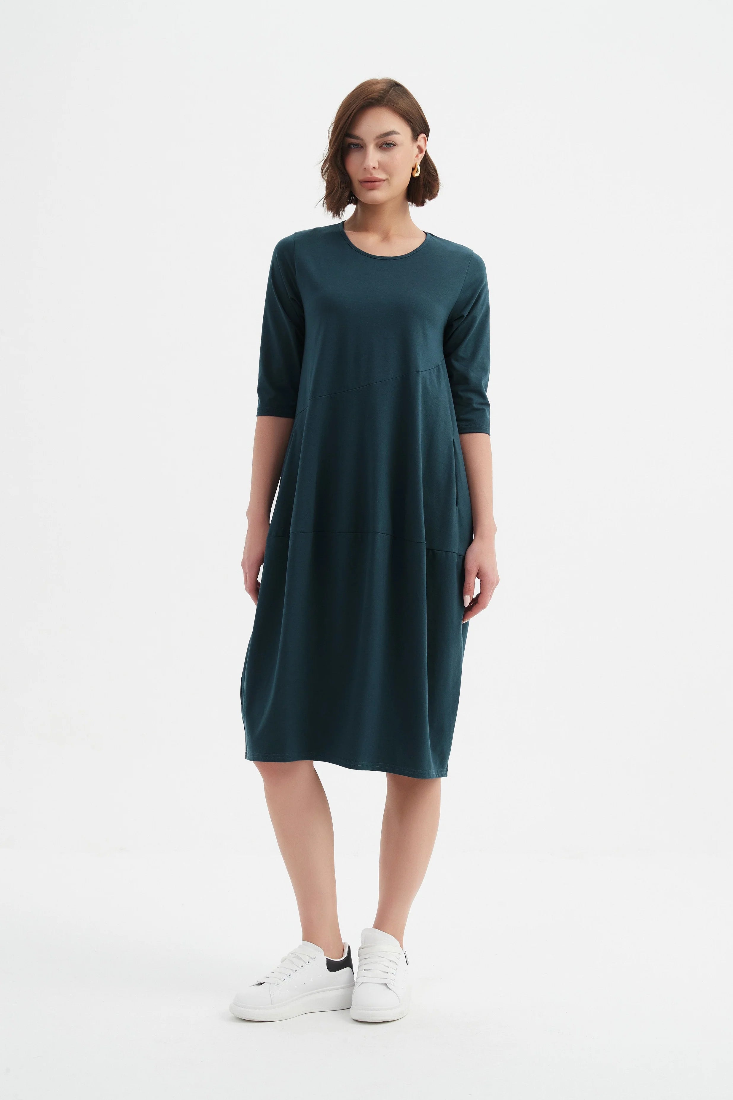 Tirelli Diagonal Seam Winter Dress Deep Ocean