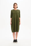 Tirelli Diagonal Seam Winter Dress Khaki