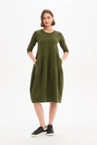 Tirelli Diagonal Seam Winter Dress Khaki