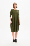 Tirelli Diagonal Seam Winter Dress Khaki