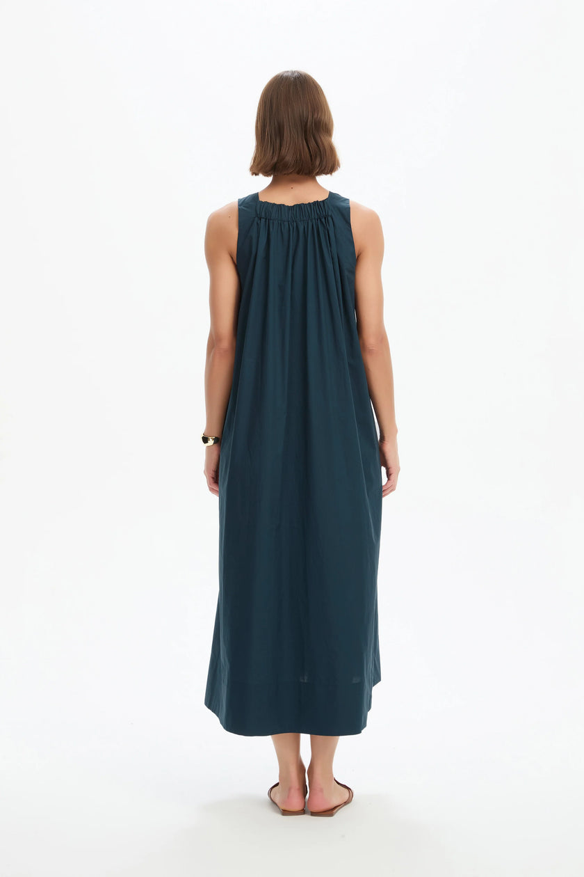 Tirelli Elastic Detail A-Line Dress Ocean Navy