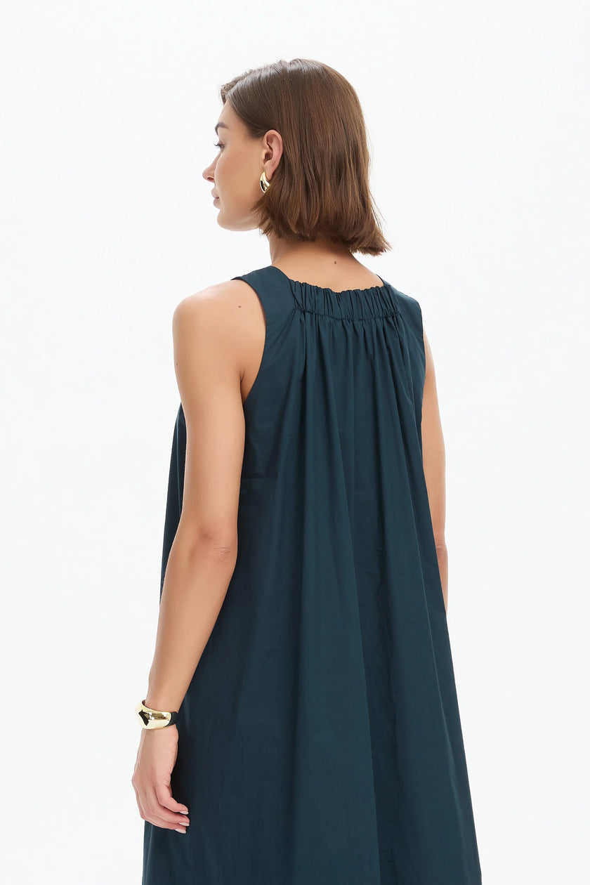 Tirelli Elastic Detail A-Line Dress Ocean Navy