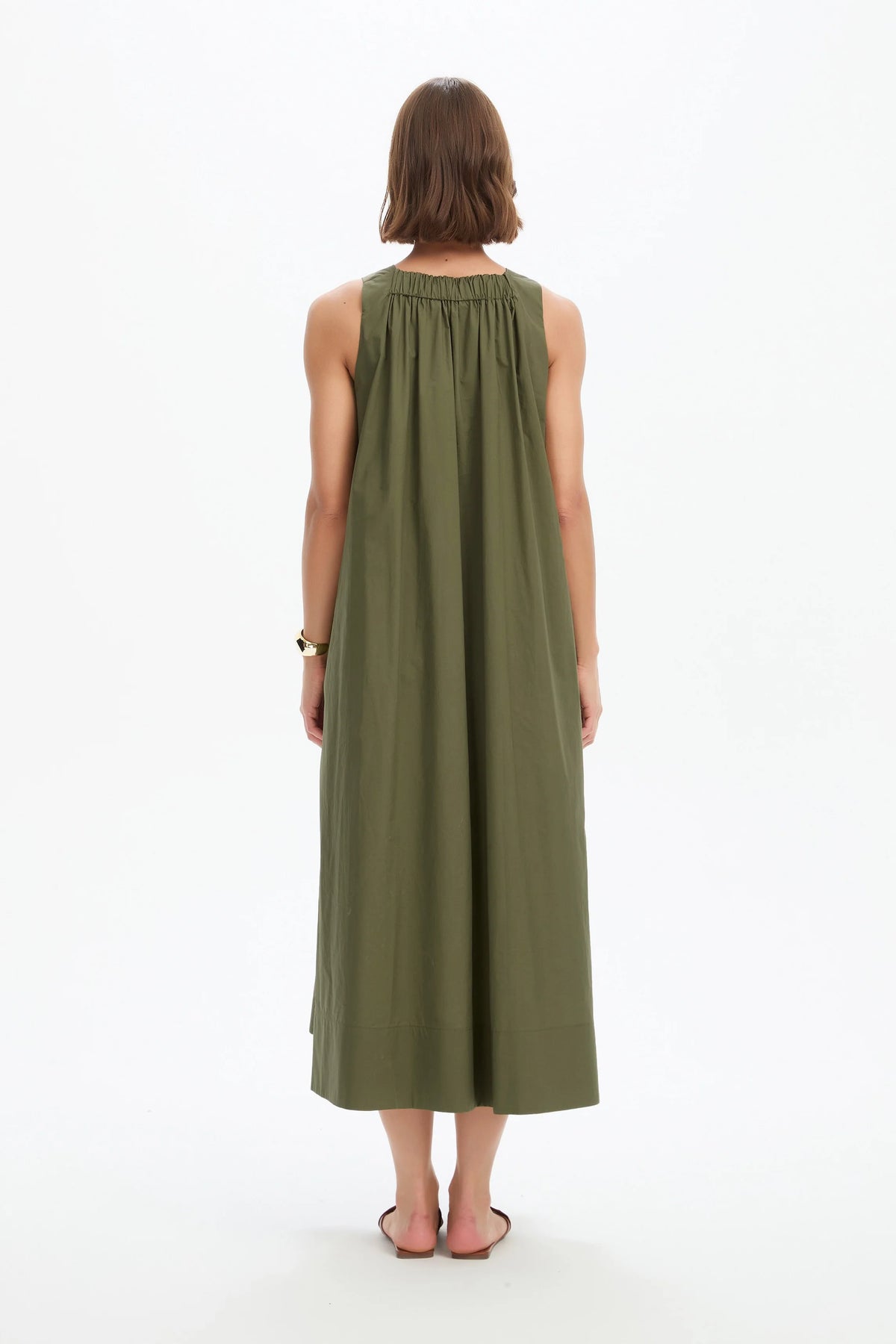 Tirelli Elastic Detail A-Line Dress Khaki