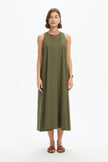 Tirelli Elastic Detail A-Line Dress Khaki