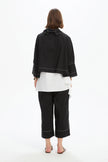 Tirelli Funnel Neck Contrast Top Black