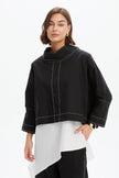 Tirelli Funnel Neck Contrast Top Black