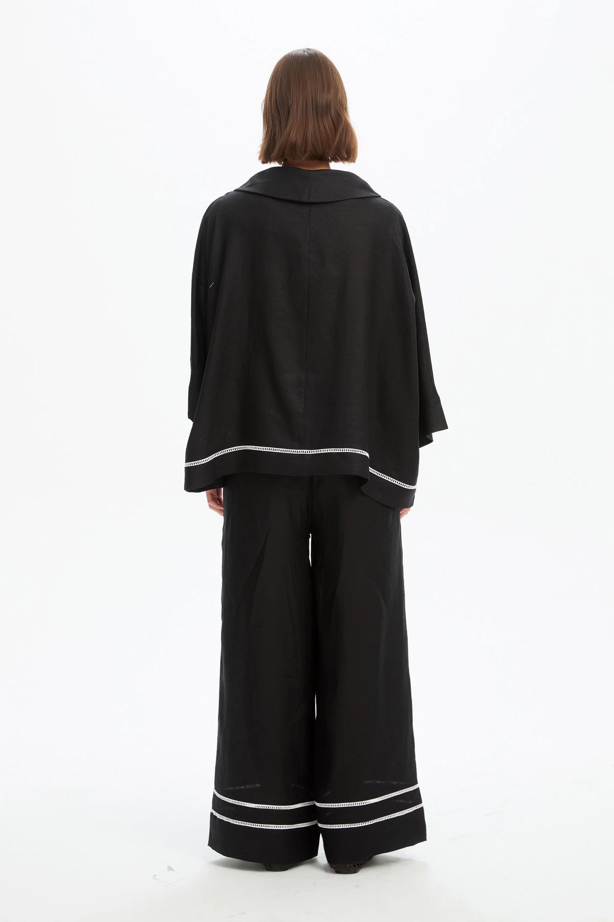 Tirelli Ladder Hem Cowl Neck Top Black