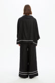 Tirelli Ladder Hem Cowl Neck Top Black