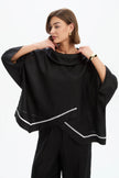 Tirelli Ladder Hem Cowl Neck Top Black
