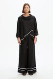 Tirelli Ladder Hem Cowl Neck Top Black
