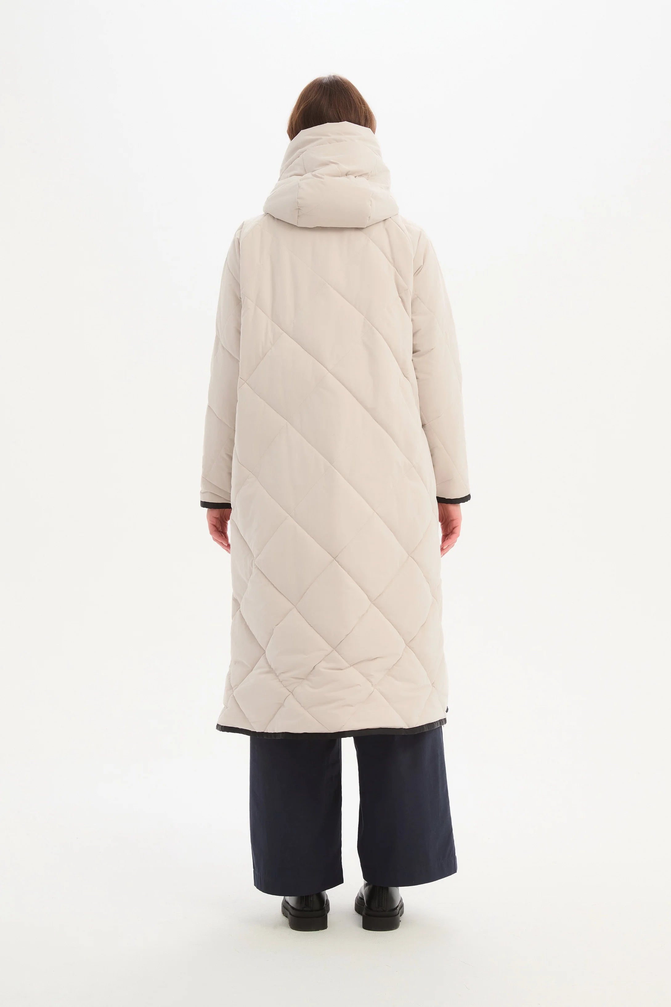 Tirelli Longline Zip Hem Winter Coat Cream