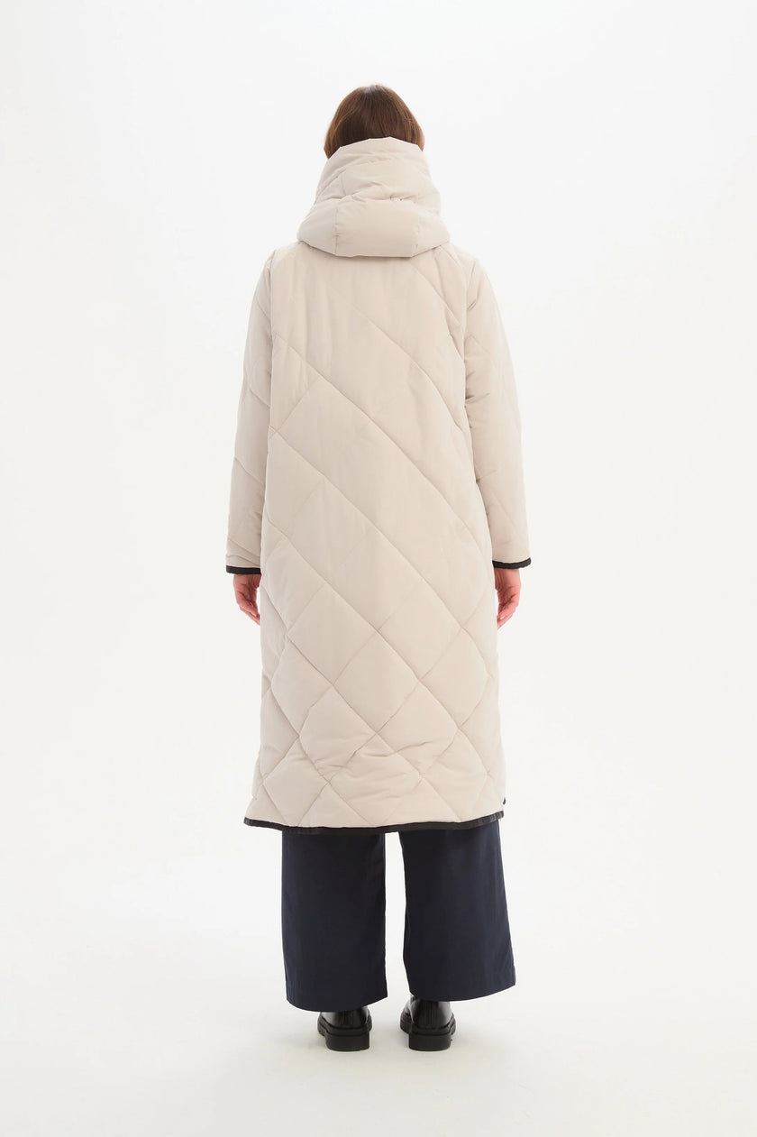 Tirelli Longline Zip Hem Winter Coat Cream