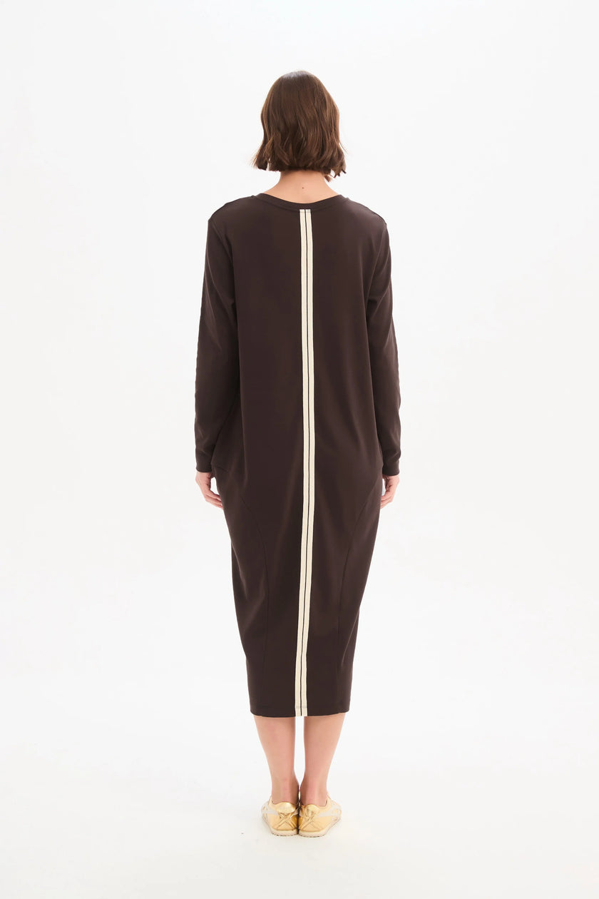 Tirelli Stripe Back Ovoid Dress Chocolate/Cream Stripe