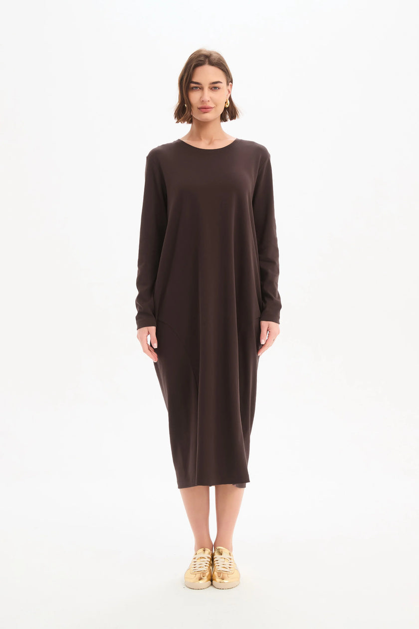 Tirelli Stripe Back Ovoid Dress Chocolate/Cream Stripe