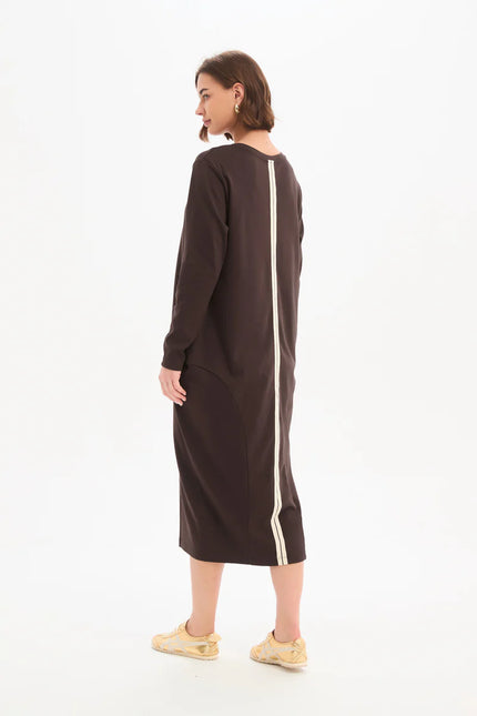 Tirelli Stripe Back Ovoid Dress Chocolate/Cream Stripe