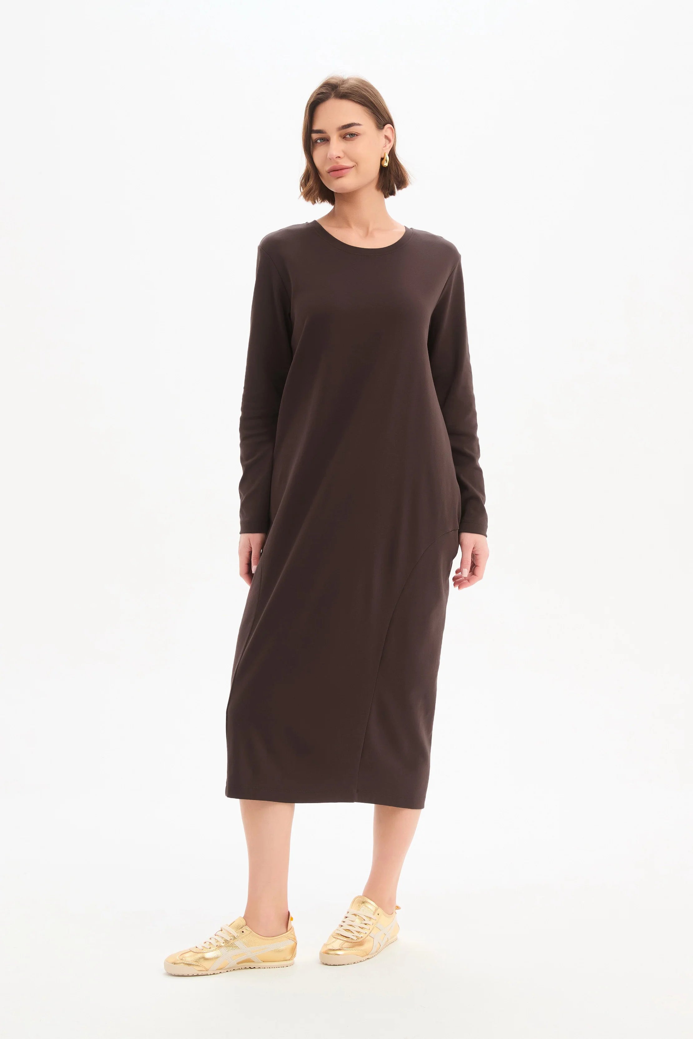 Tirelli Stripe Back Ovoid Dress Chocolate/Cream Stripe