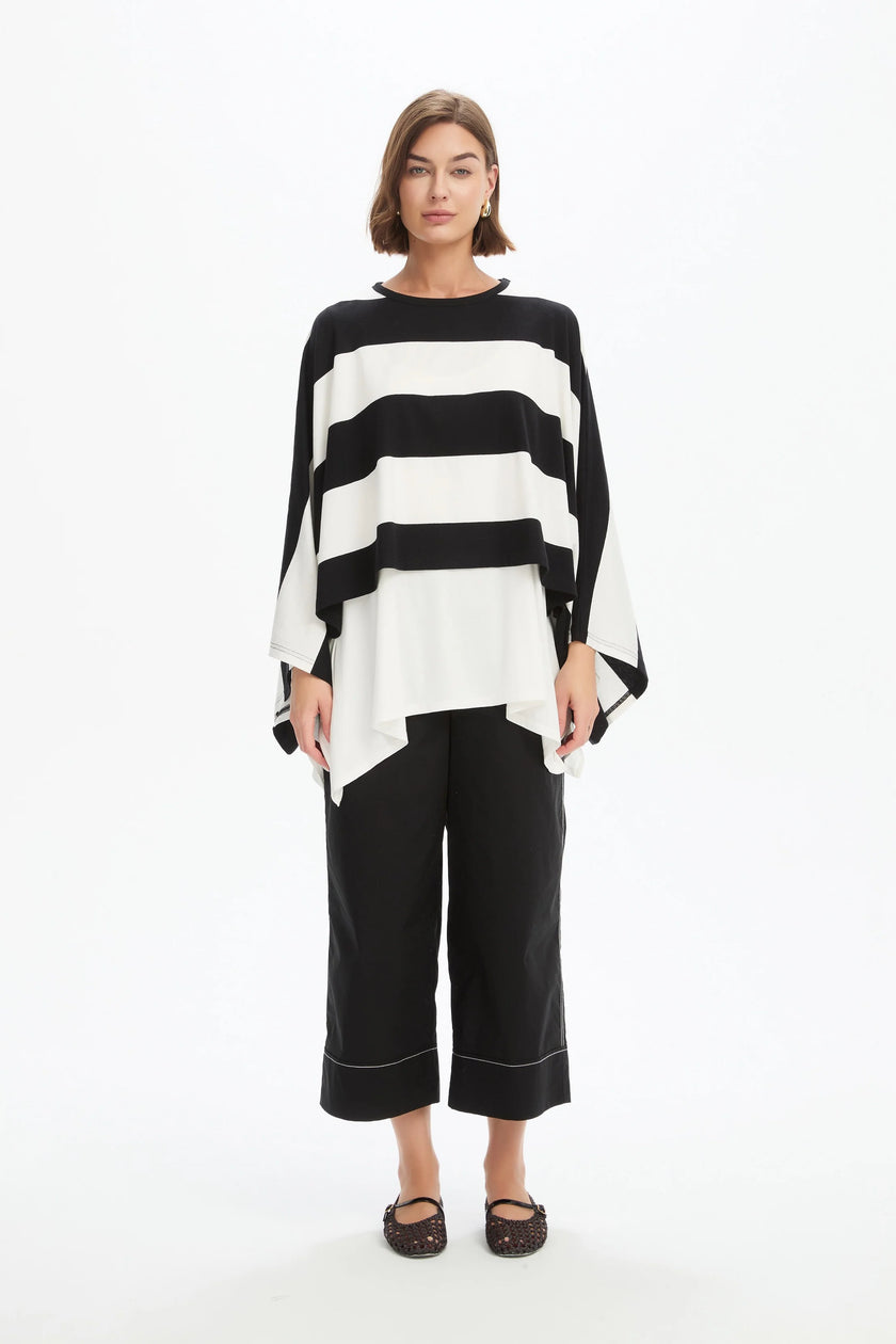 Tirelli Stripe Oversized Layer Top Black/ White