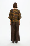 Tirelli Wide Sleeve Sheer Print Top Vintage Floral