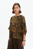 Tirelli Wide Sleeve Sheer Print Top Vintage Floral