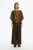 Tirelli Wide Sleeve Sheer Print Top Vintage Floral