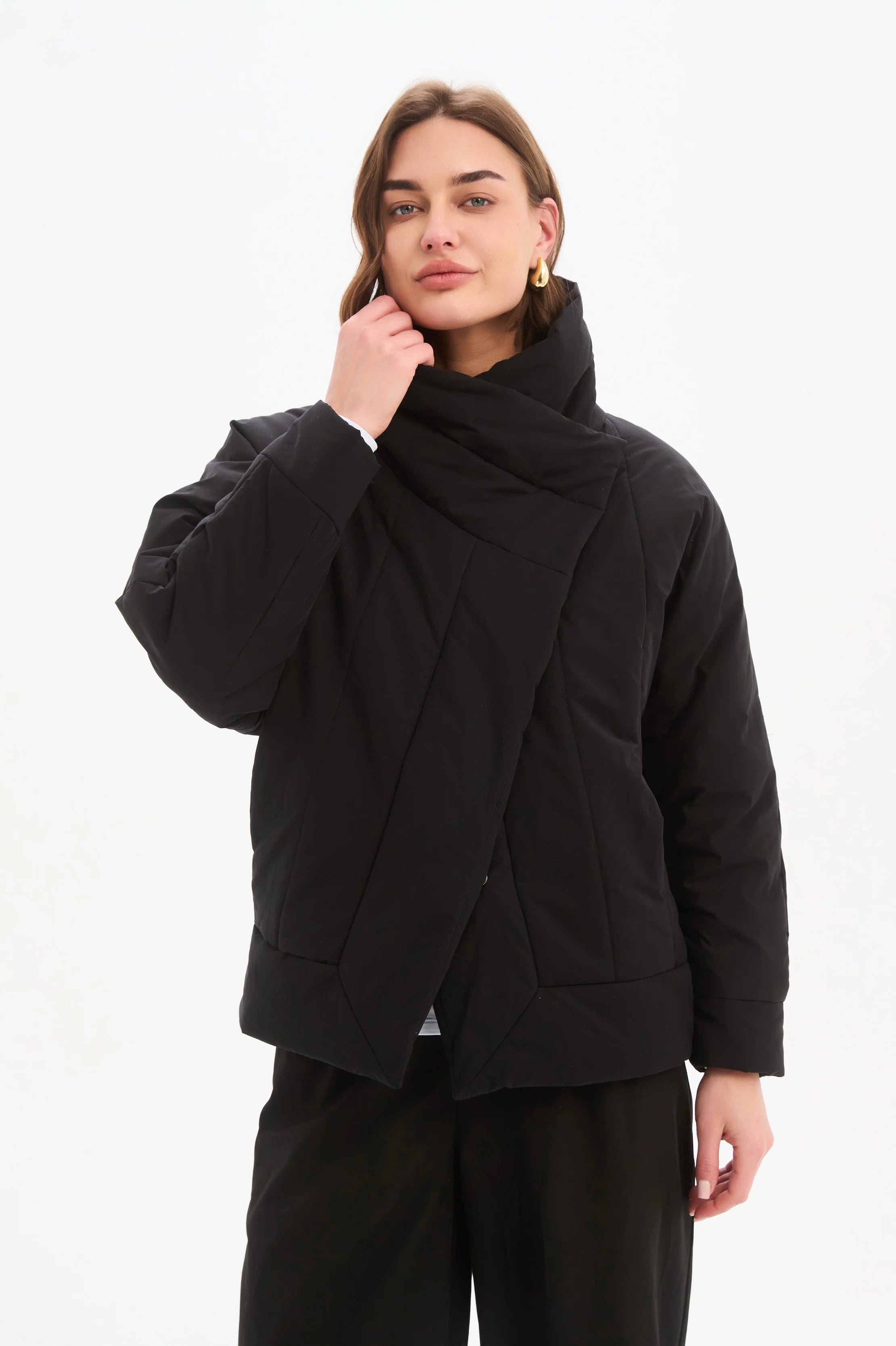 Tirelli Wrap Front Puffer Jacket Black
