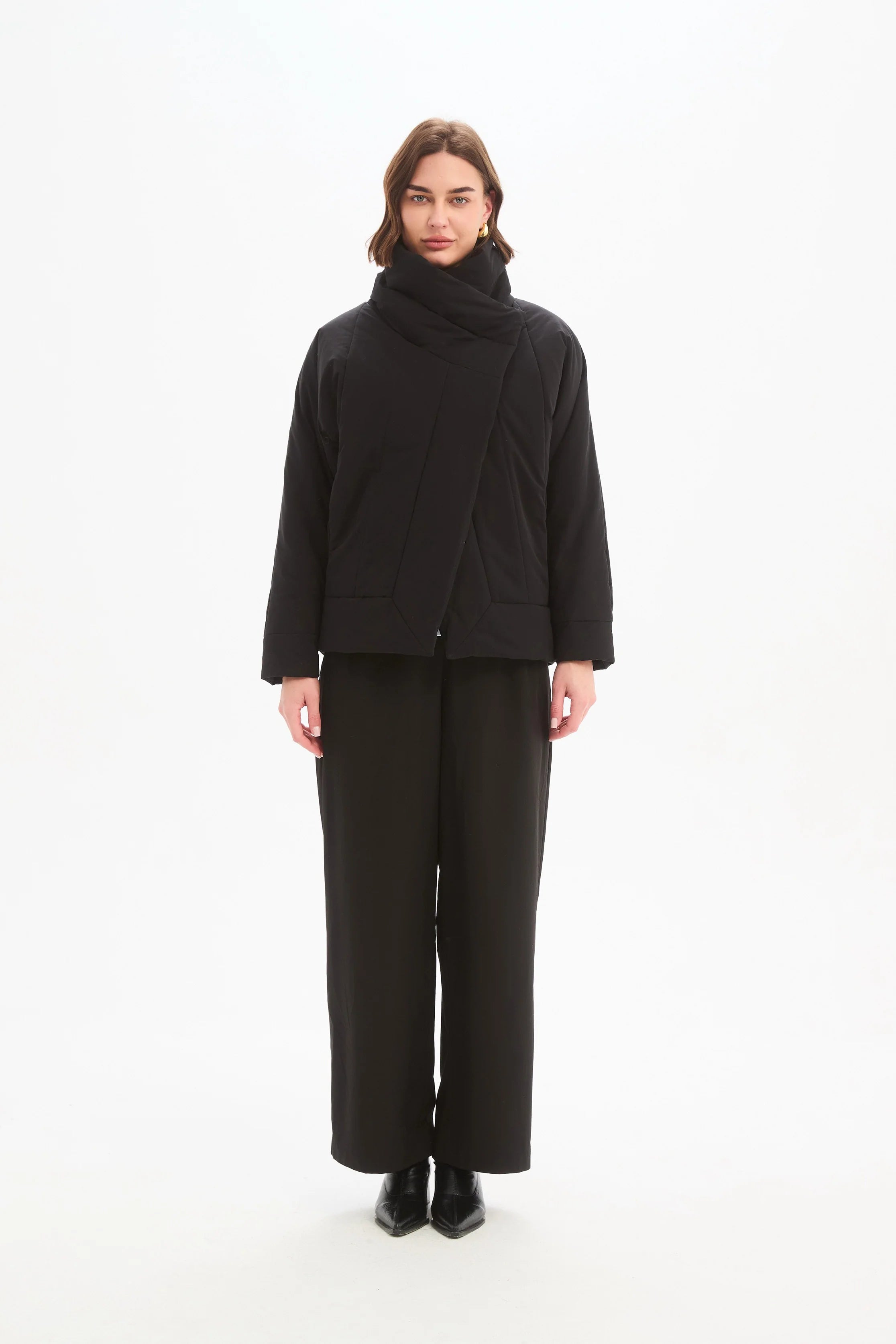 Tirelli Wrap Front Puffer Jacket Black