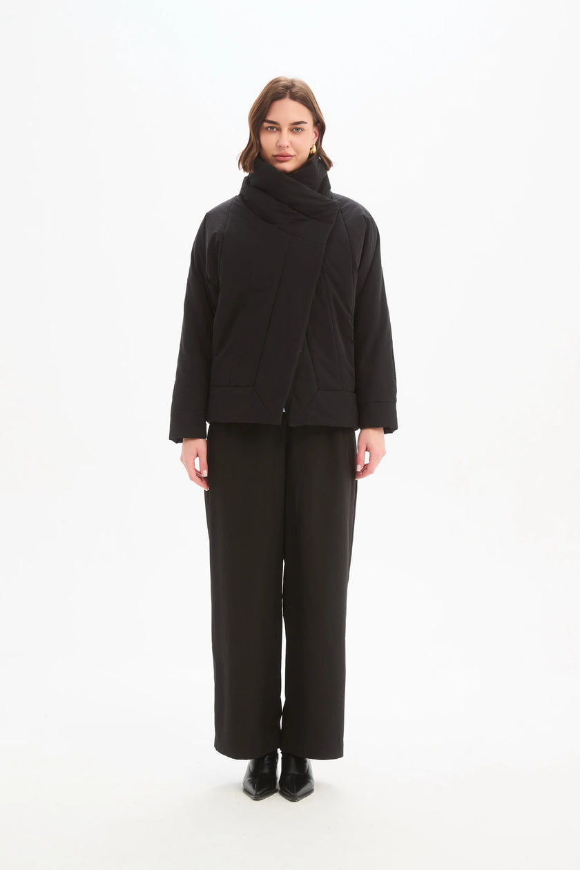 Tirelli Wrap Front Puffer Jacket Black