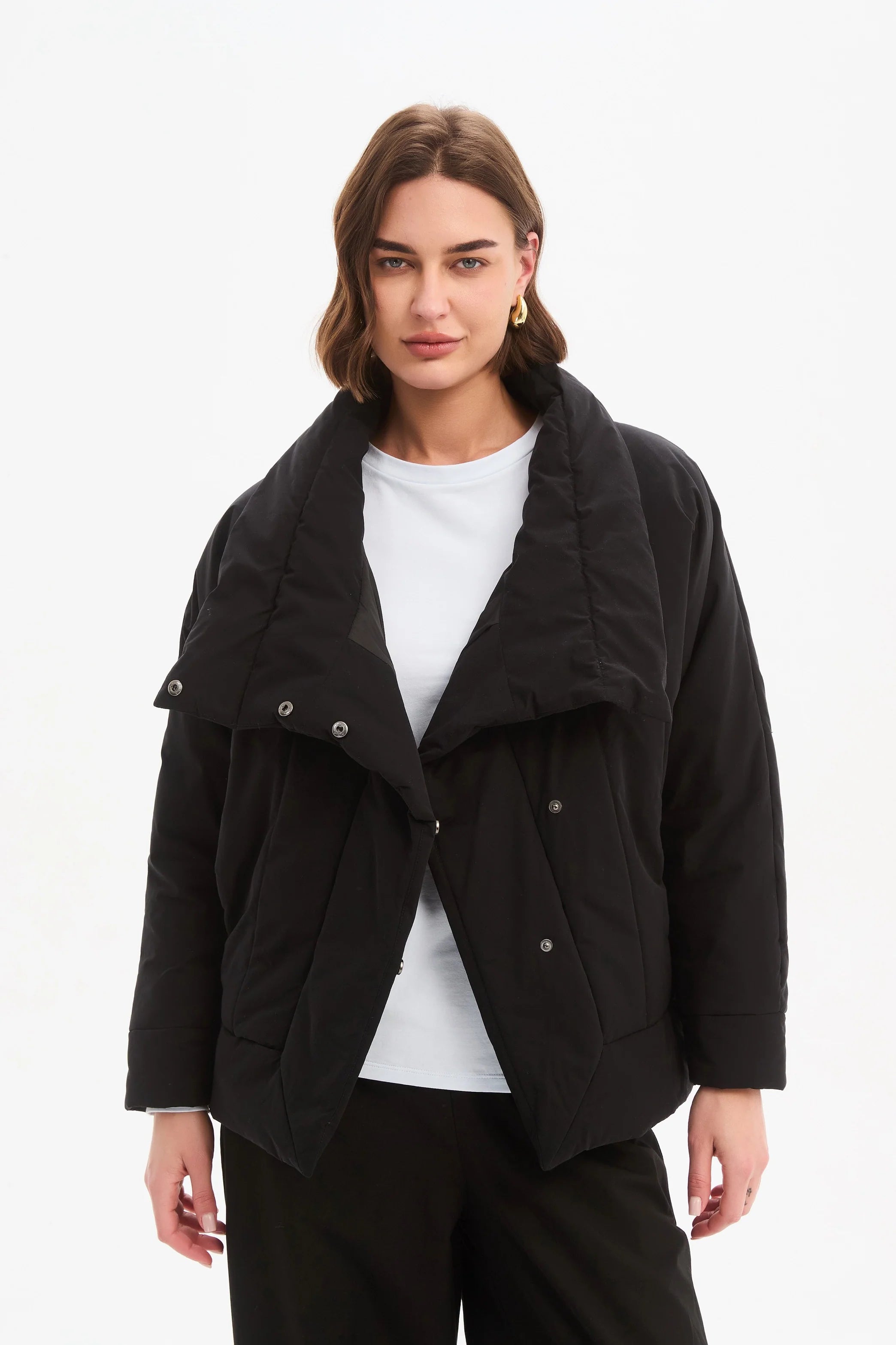 Tirelli Wrap Front Puffer Jacket Black