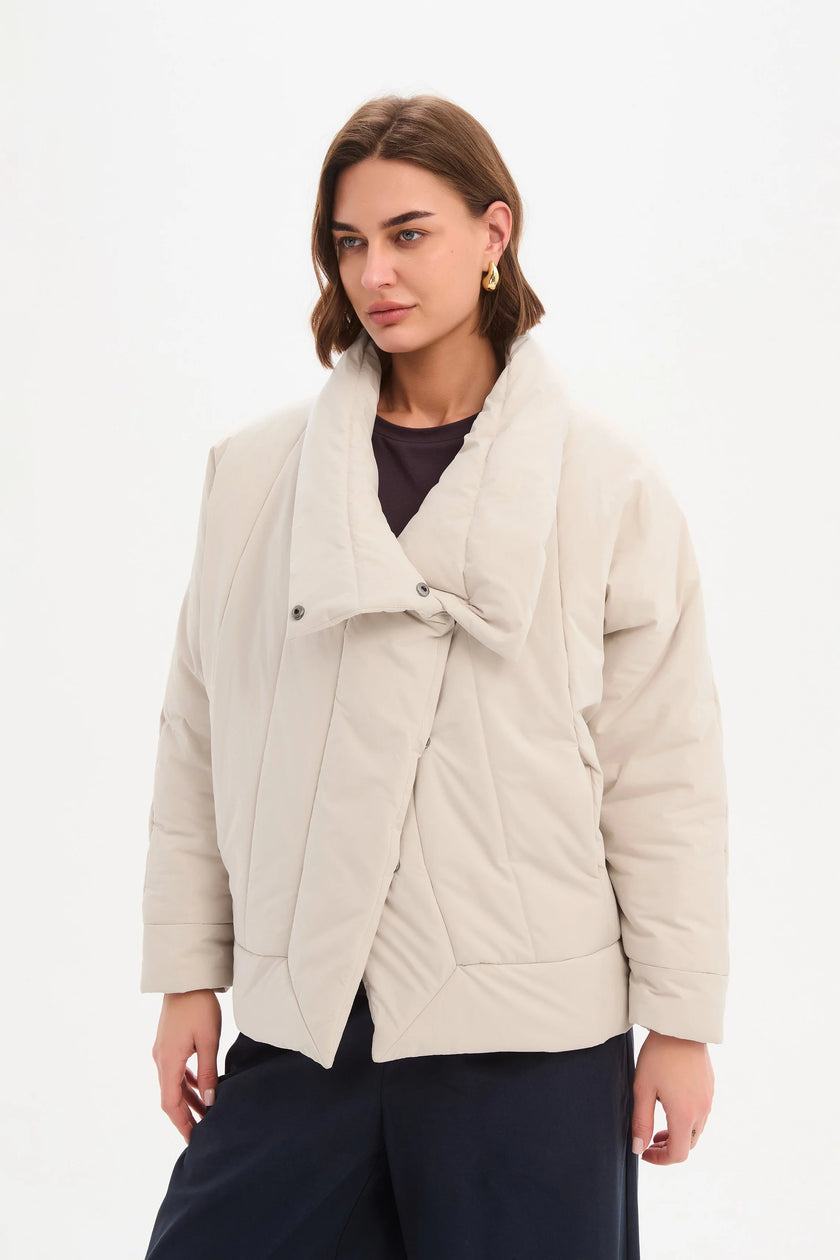 Tirelli Wrap Front Puffer Jacket Cream