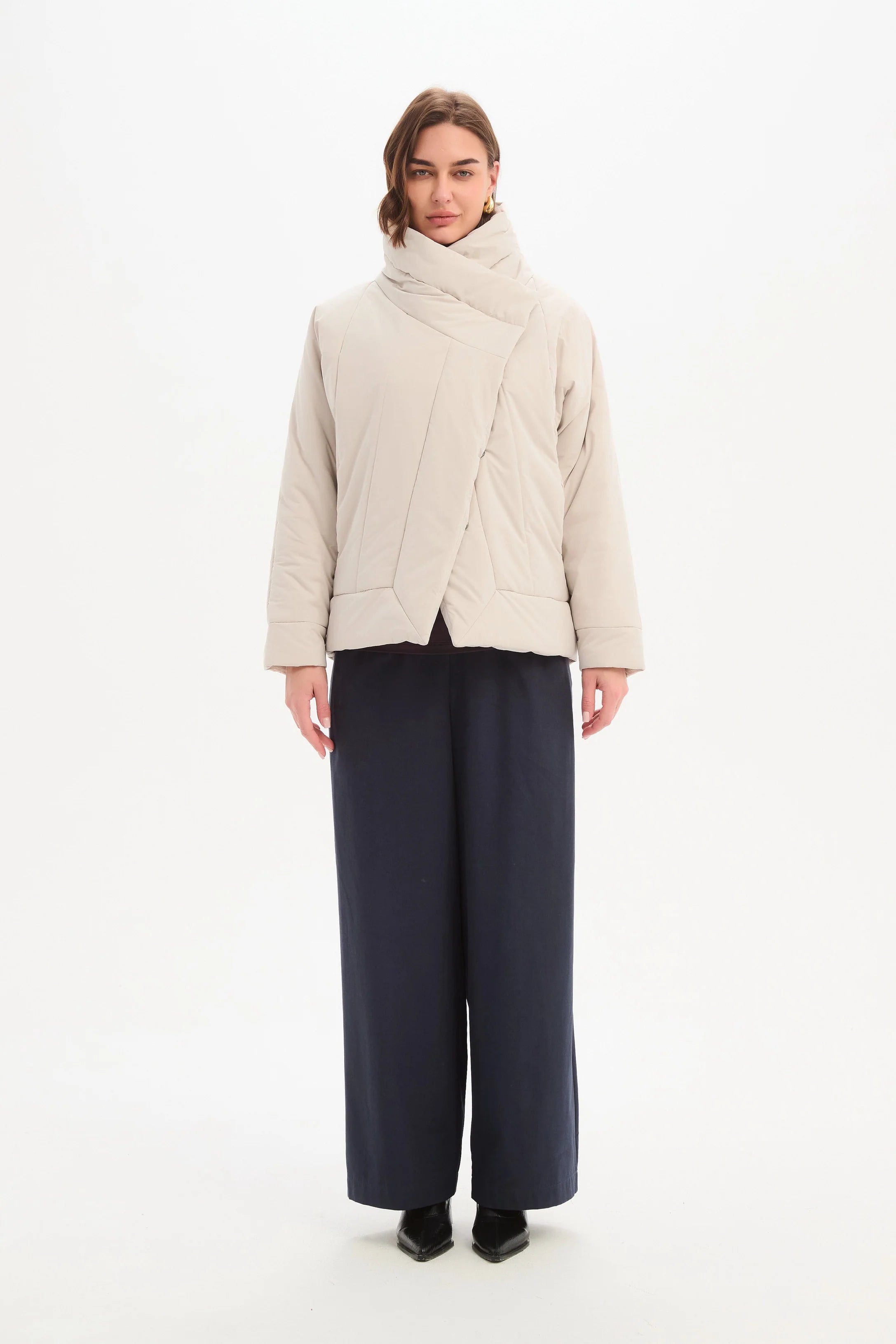 Tirelli Wrap Front Puffer Jacket Cream