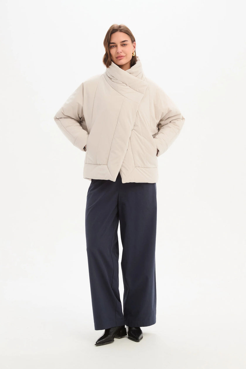 Tirelli Wrap Front Puffer Jacket Cream