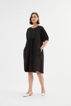 Load image into Gallery viewer, Tirelli Bishop Sleeve Shirring Dress Black
