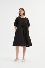 Load image into Gallery viewer, Tirelli Bishop Sleeve Shirring Dress Black
