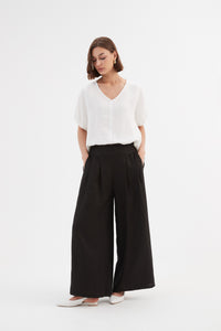 Tirelli Pleat Front Palazzo Pant Black