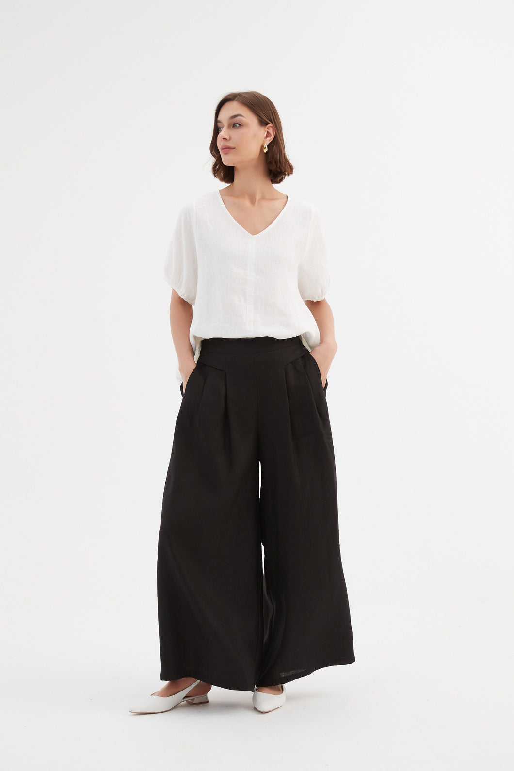 Tirelli Pleat Front Palazzo Pant Black