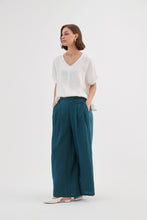 Load image into Gallery viewer, Tirelli Pleat Front Palazzo Pant Deep Marine
